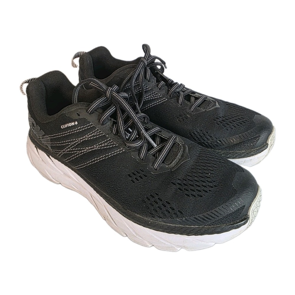 Hoka One One Womens Clifton 6 1102873 Black Running Hiking Shoes 8.5 Excellent